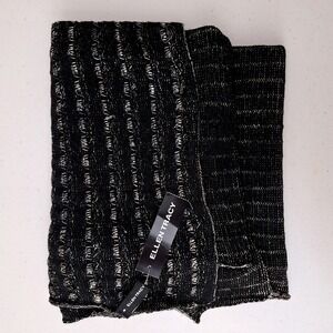 Ellen Tracy Black Metallic Accent Knit Scarf Wrap Rayon‎ Acrylic NWT